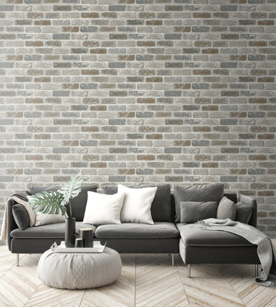 product image for Washed Faux Brick Peel-and-Stick Wallpaper in Neutrals by NextWall 95