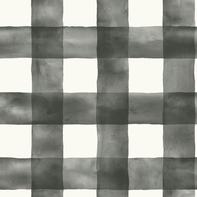 media image for Watercolor Check Wallpaper in Black and White from the Magnolia Home Collection by Joanna Gaines for York Wallcoverings 244