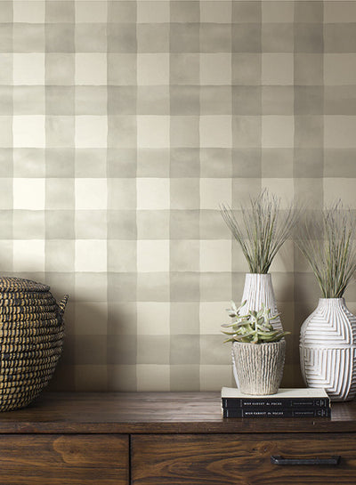 product image for Watercolor Check Wallpaper in Soft Grey from the Magnolia Home Collection by Joanna Gaines for York Wallcoverings 54
