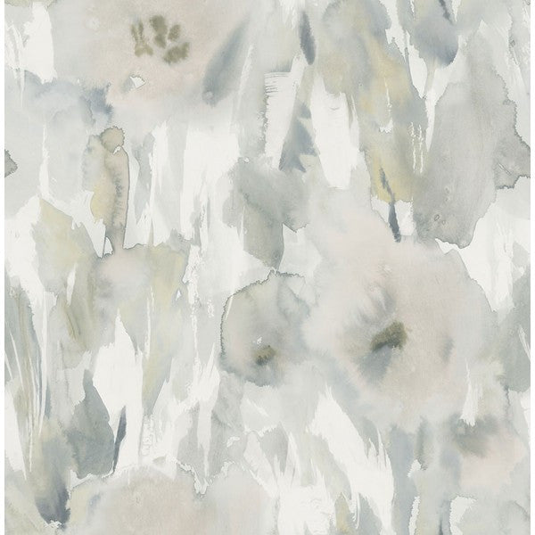 media image for Watercolor Floral Wallpaper in Greys and Neutrals from the L& 260