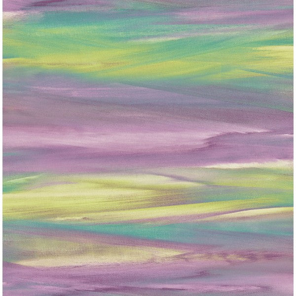 media image for Watercolor Strokes Wallpaper in Greens and Purples from the L& 277