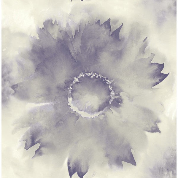 media image for Watercolor Sunflower Wallpaper in Purples from the L& 266
