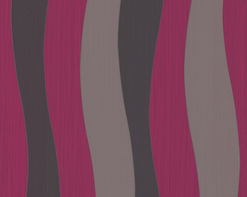 media image for Wavy Stripes Wallpaper in Violet and Grey design by BD Wall 234