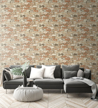 product image for Weathered Red Brick Peel-and-Stick Wallpaper in Red by NextWall 37