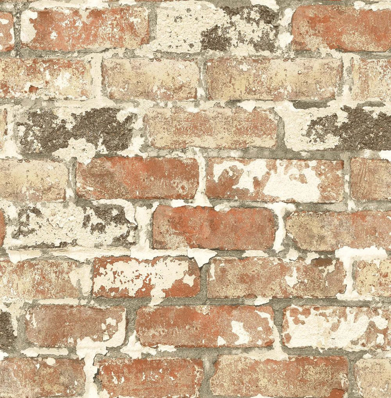 media image for Weathered Red Brick Peel-and-Stick Wallpaper in Red by NextWall 270