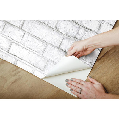 product image for Whitewash Brick Peel & Stick Wallpaper by RoomMates for York Wallcoverings 4