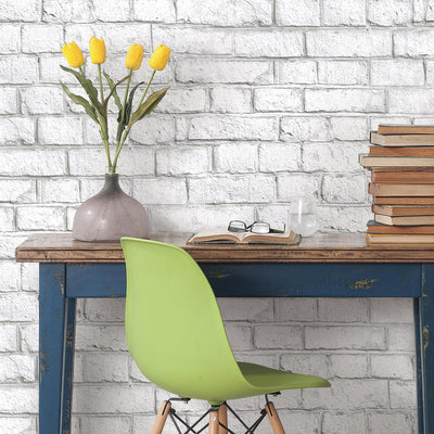 product image for Whitewash Brick Peel & Stick Wallpaper by RoomMates for York Wallcoverings 2