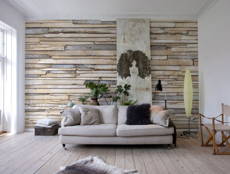 media image for Whitewashed Wood Wall Mural design by Komar for Brewster Home Fashions 248