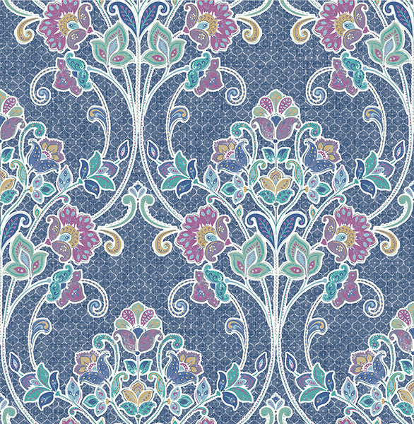 media image for Willow Indigo Nouveau Floral Wallpaper from the Kismet Collection by Brewster Home Fashions 287
