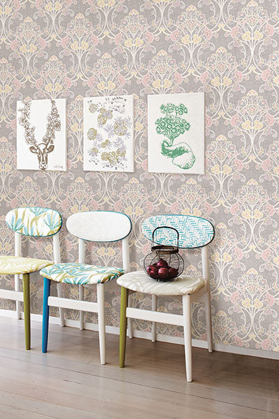 product image for Willow Pink Nouveau Floral Wallpaper from the Kismet Collection by Brewster Home Fashions 99