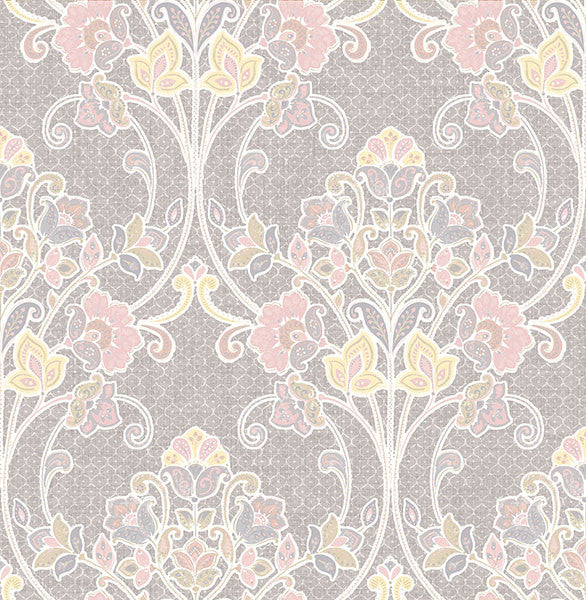 media image for Willow Pink Nouveau Floral Wallpaper from the Kismet Collection by Brewster Home Fashions 239