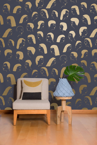 product image for Women Wallpaper in Gold and Charcoal by Thatcher Studio 93