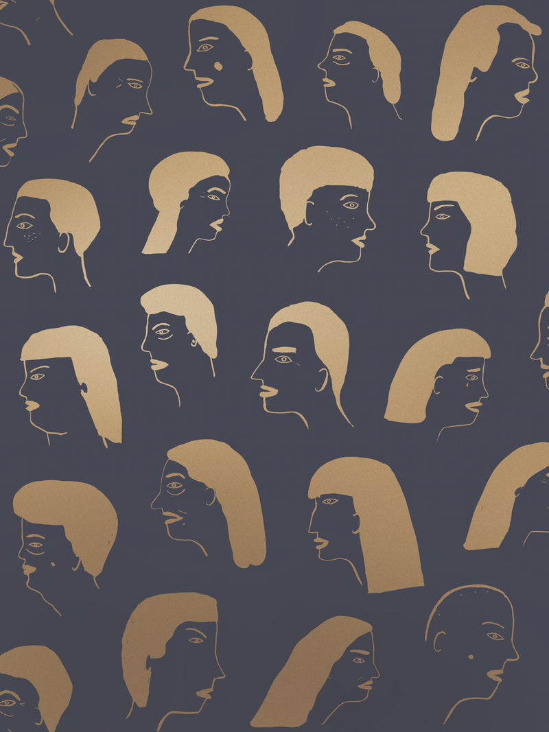 media image for Women Wallpaper in Gold and Charcoal by Thatcher Studio 260