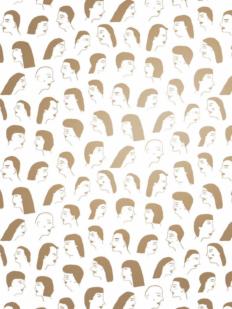 media image for Women Wallpaper in Gold and Cream by Thatcher Studio 268