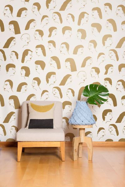 product image for Women Wallpaper in Gold and Cream by Thatcher Studio 96