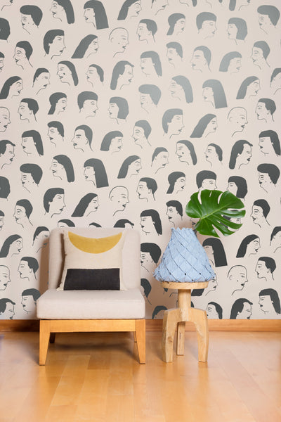 product image for Women Wallpaper in Gunmetal and Blush by Thatcher Studio 15