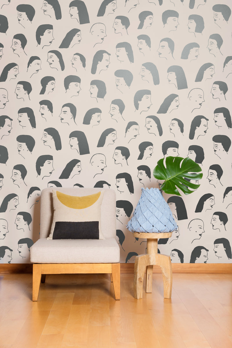 media image for Women Wallpaper in Gunmetal and Blush by Thatcher Studio 259