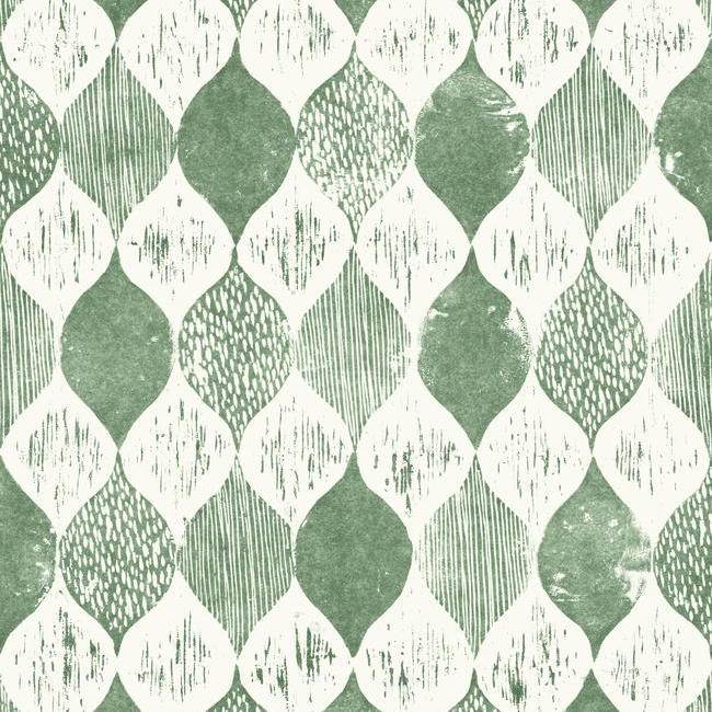 media image for Woodblock Print Wallpaper in Forest Green from Magnolia Home Vol. 2 by Joanna Gaines 245