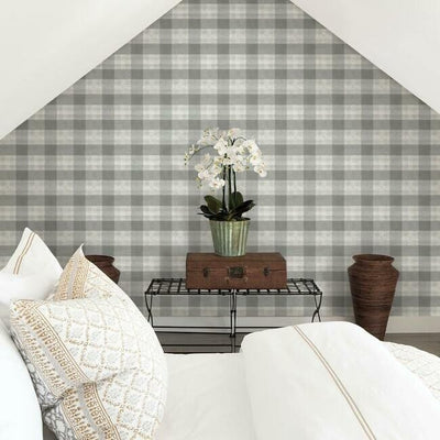 product image for Woven Buffalo Check Wallpaper in Grey from the Simply Farmhouse Collection by York Wallcoverings 28