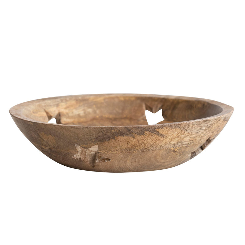 media image for Mango Wood Bowl with Star Cut-Outs 213