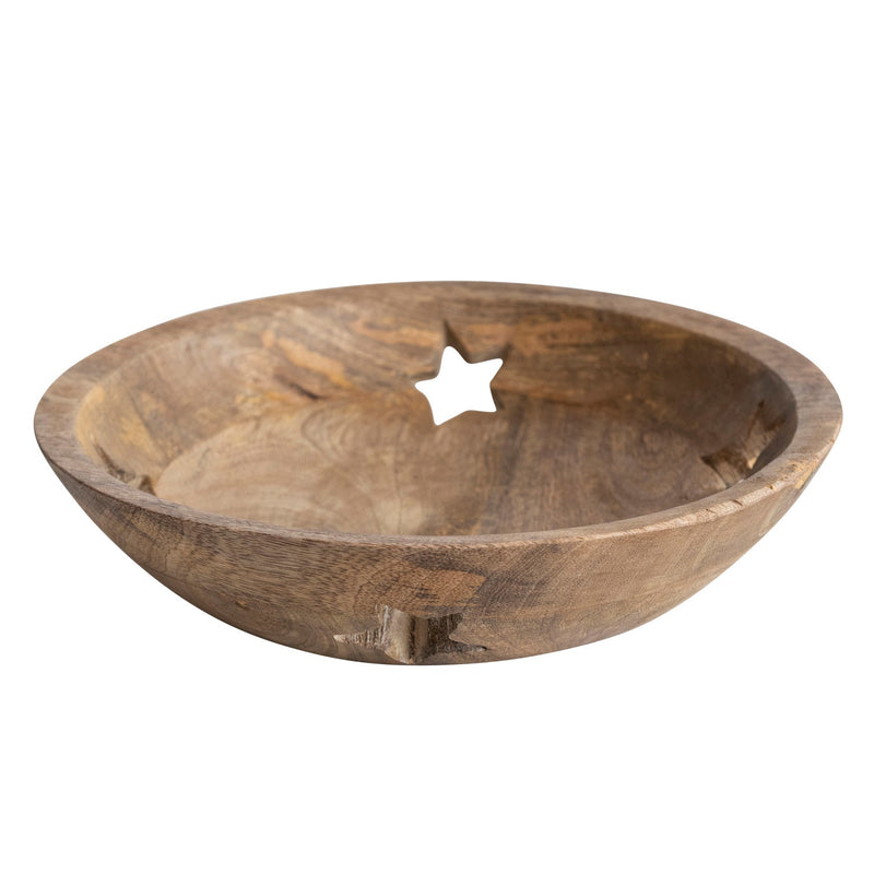 media image for Mango Wood Bowl with Star Cut-Outs 291