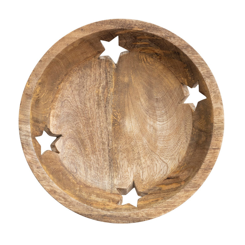 media image for Mango Wood Bowl with Star Cut-Outs 264