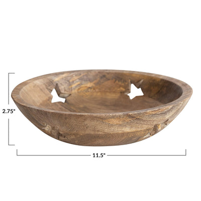 product image for Mango Wood Bowl with Star Cut-Outs 12