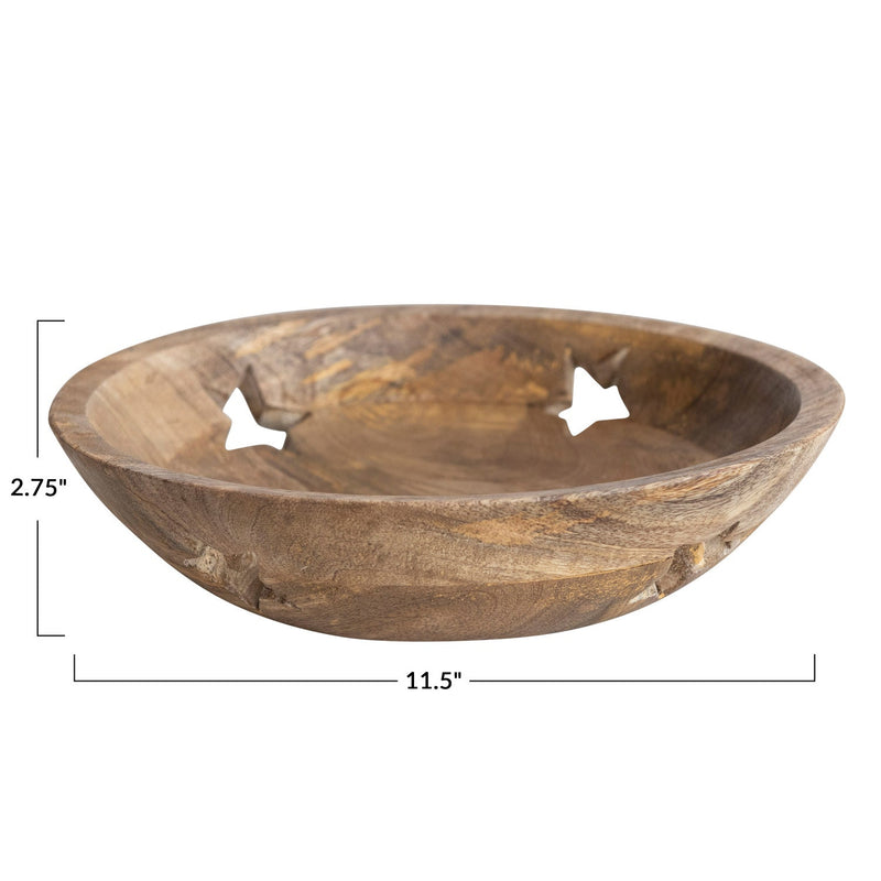 media image for Mango Wood Bowl with Star Cut-Outs 250