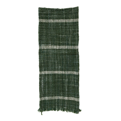 product image for Woven Wool Blend Slub Table Runner W Stripes Fringe 1 16