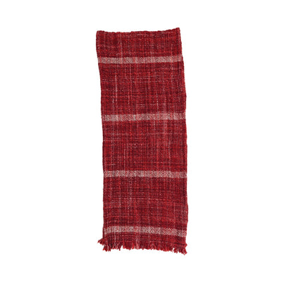 product image for Woven Wool Blend Slub Table Runner W Stripes Fringe 2 6