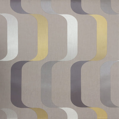product image of Ribbon Wallpaper in Taupe/Yellow from the Mid Century Collection by York Wallcoverings 574