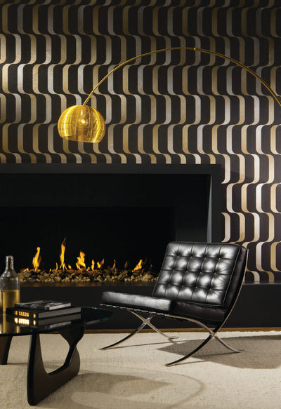 product image for Ribbon Wallpaper in Black/Taupe from the Mid Century Collection by York Wallcoverings 81