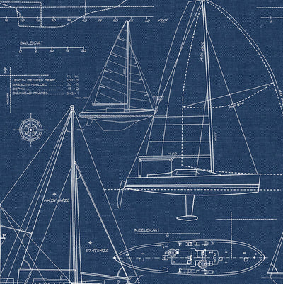 product image for Yacht Club Peel-and-Stick Wallpaper in Navy by NextWall 48