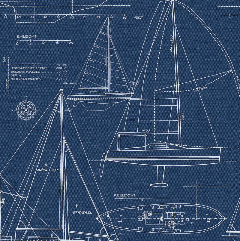 media image for Yacht Club Peel-and-Stick Wallpaper in Navy by NextWall 218