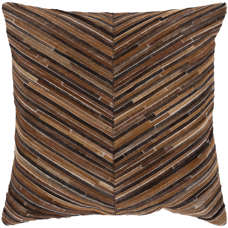 media image for Zander ZND-005 Leather Pillow in Caramel & Dark Brown by Surya 285