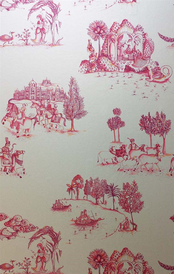 media image for Zanskar Wallpaper in Pink and Gold by Matthew Williamson for Osborne & Little 225