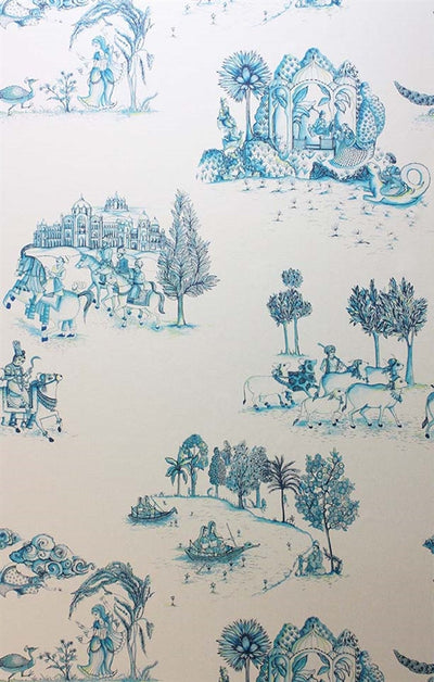 product image of Zanskar Wallpaper in Teal and Gold by Matthew Williamson for Osborne & Little 520
