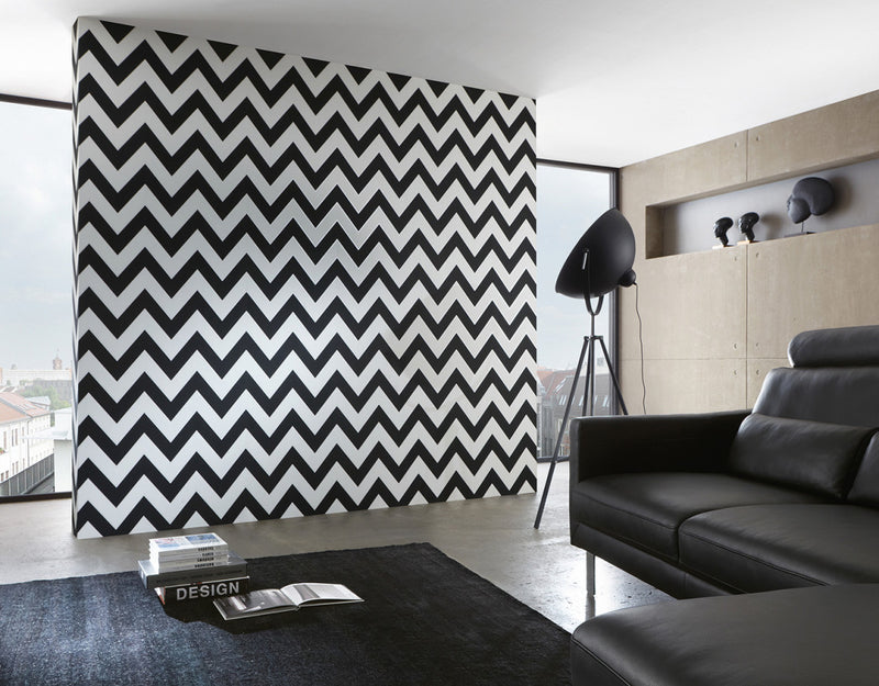 media image for Zigzag Wallpaper in Black and White design by BD Wall 291