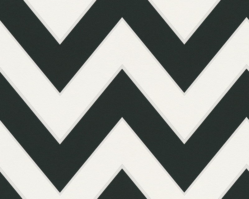 media image for Zigzag Wallpaper in Black and White design by BD Wall 255