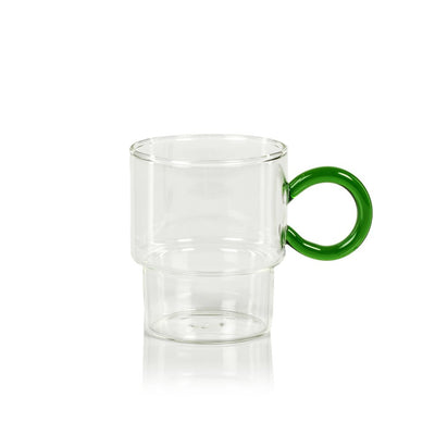 product image of batistta tea coffee glass w green handle ch 6009 1 558