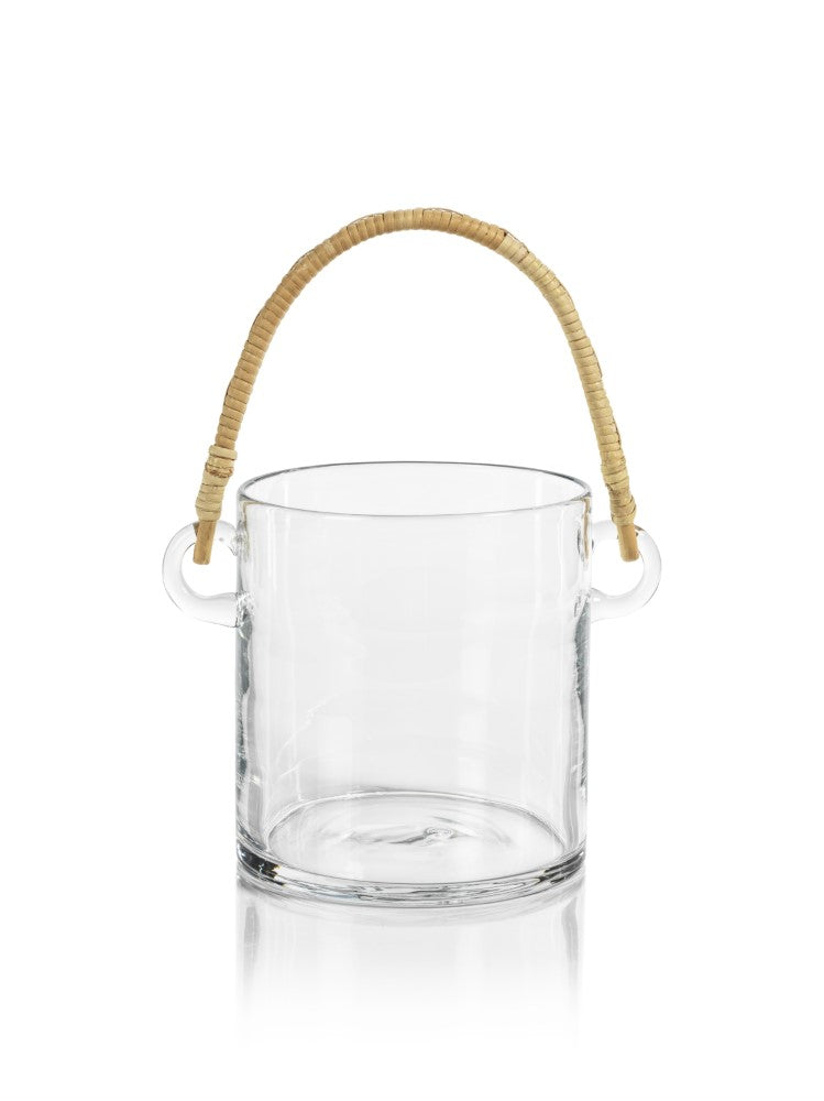 media image for Budva Glass Ice Bucket / Wine Cooler with Rattan Handle 260