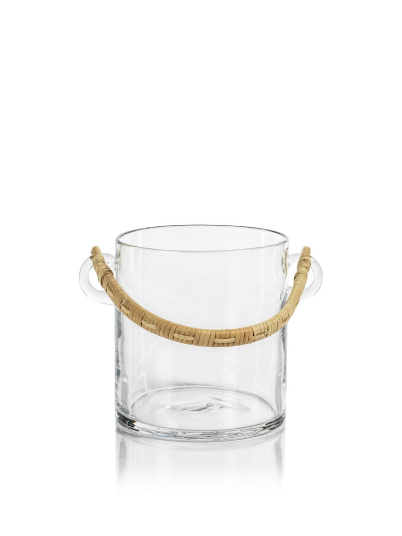 media image for Budva Glass Ice Bucket / Wine Cooler with Rattan Handle 250