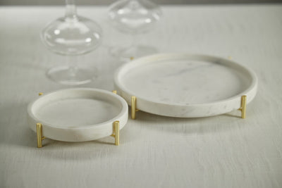 product image for Pordenone Round Marble Tray on Metal Stand 78