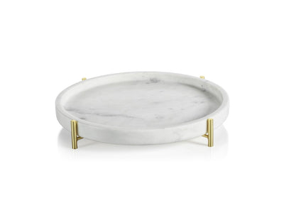 product image for Pordenone Round Marble Tray on Metal Stand 33