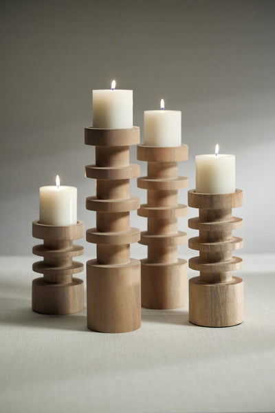 product image for Larache Carved Mango Wood Pillar Candle Holder 73