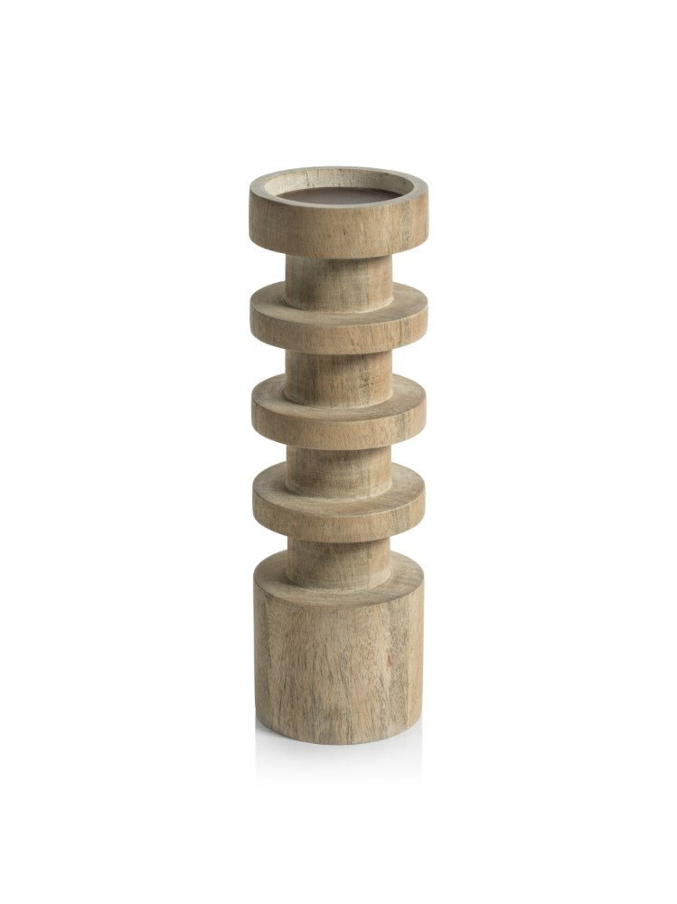 media image for Larache Carved Mango Wood Pillar Candle Holder 284