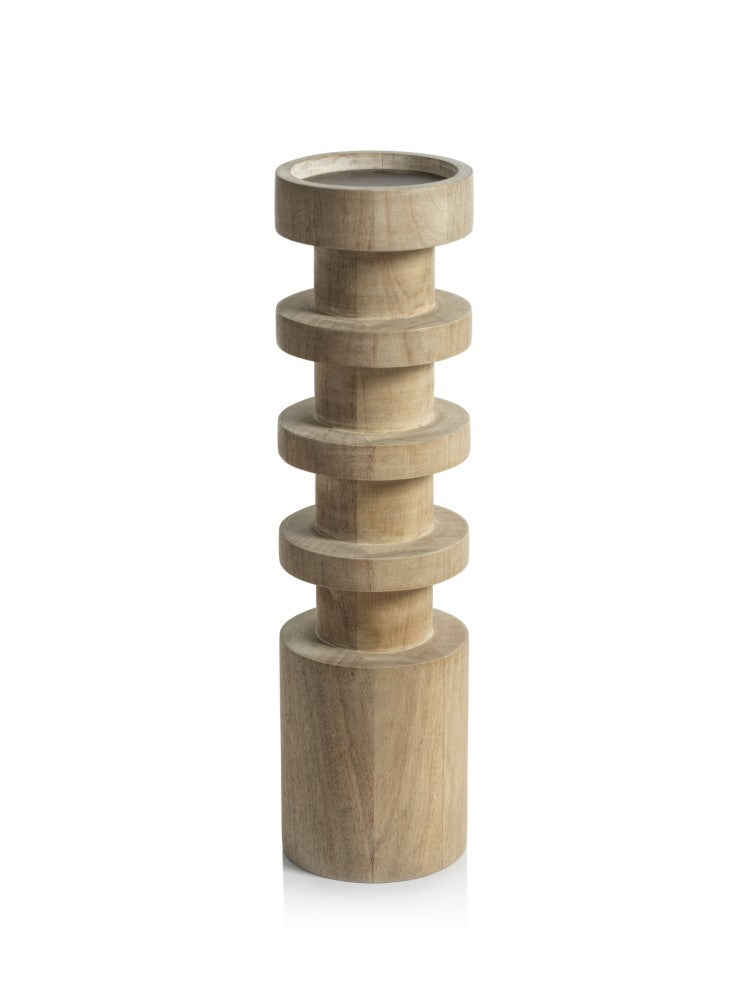 media image for Larache Carved Mango Wood Pillar Candle Holder 256