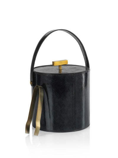 product image for Somerstown Leather Ice Bucket with Gold Metal Ice Tong 90