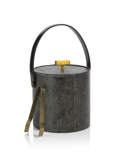 product image for Norbury Shagreen Leather Ice Bucket with Gold Metal Ice Tong 91