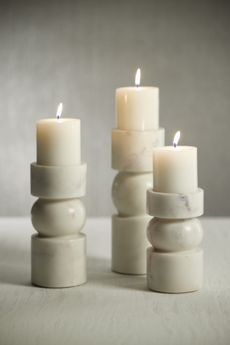 media image for Marrakesh Marble Pillar Candle Holders - Set of 2 255